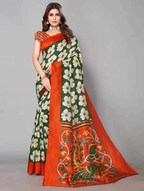 floral printed saree with blouse - 19812893 - Standard Image - 0