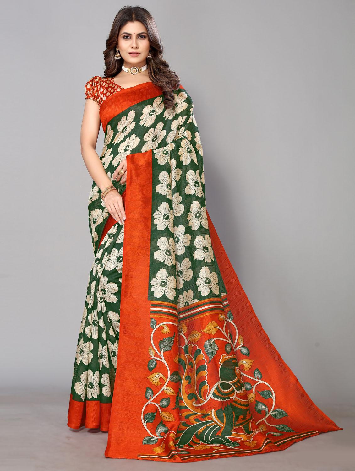 floral printed saree with blouse - 19812893 - Zoom Image - 0