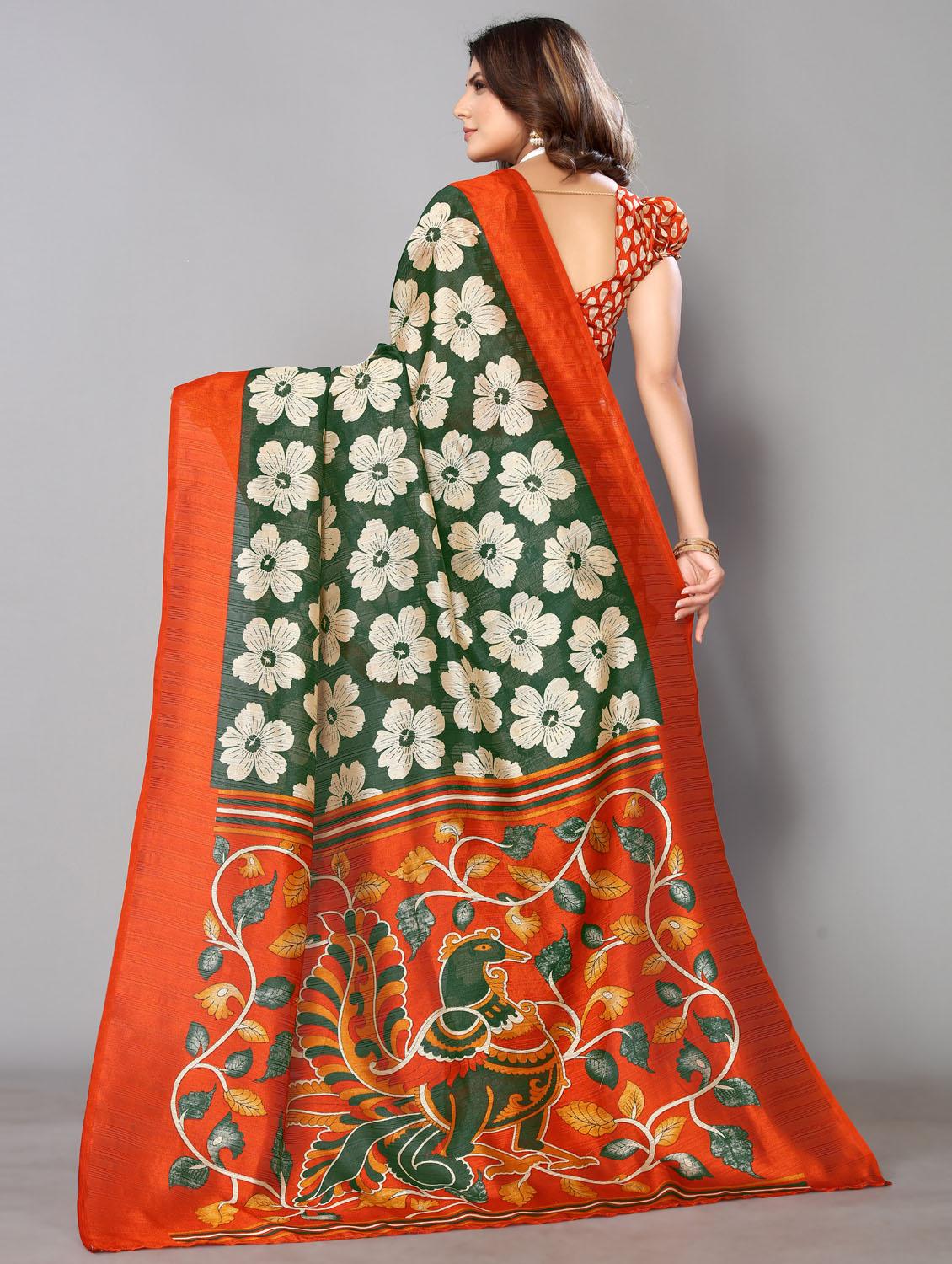 floral printed saree with blouse - 19812893 - Standard Image - 3