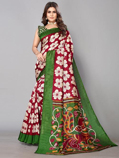 floral printed saree with blouse - 19812894 - Standard Image - 0