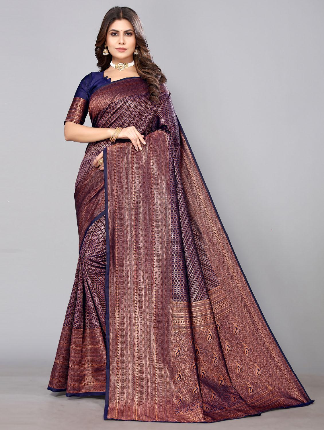 self design banarasi saree with blouse - 19812899 - Zoom Image - 0