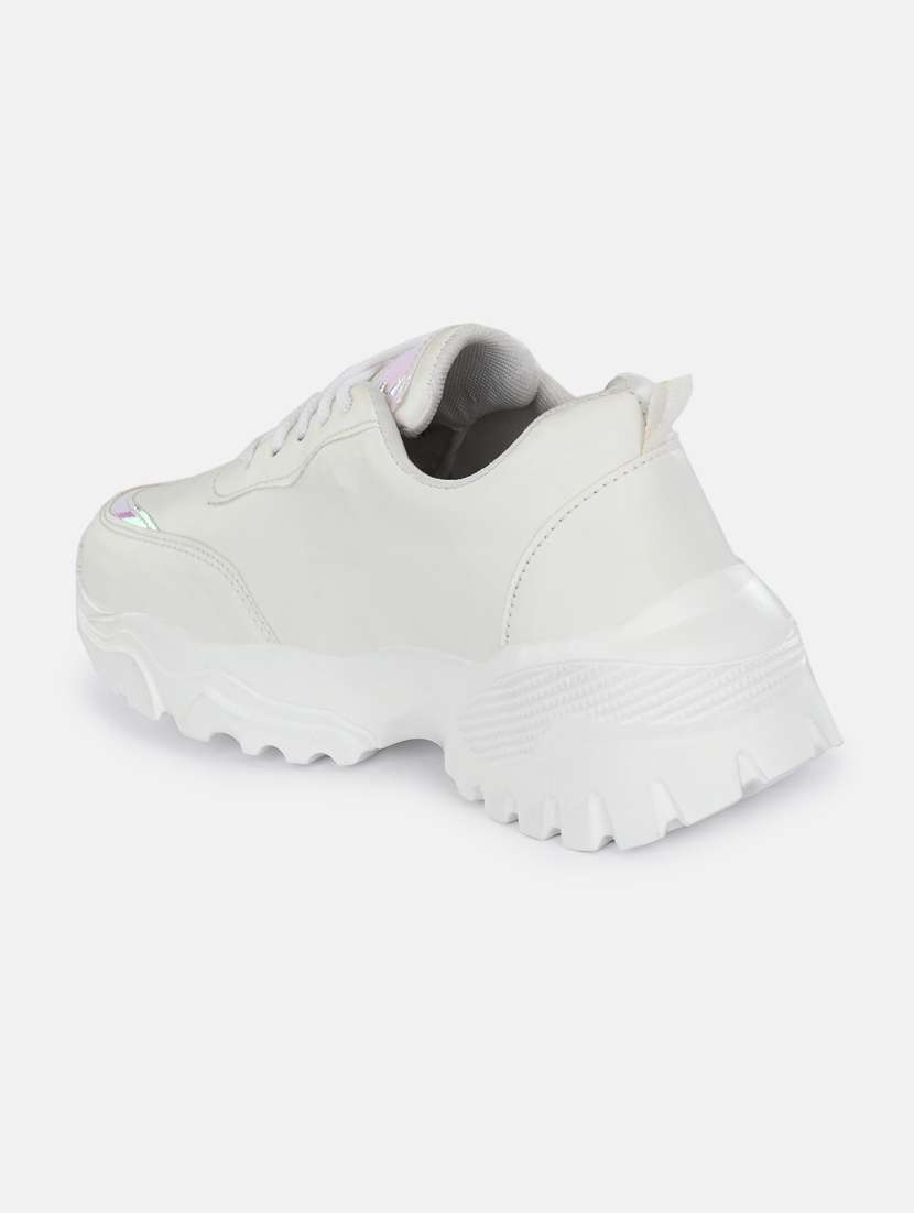 white solid lace-up sneaker - 19813843 -  Standard Image - 3