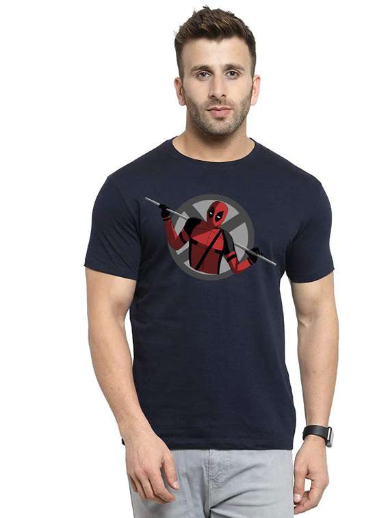 men round neck chest printed t-shirt