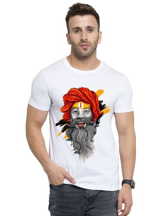 men round neck front print t-shirt