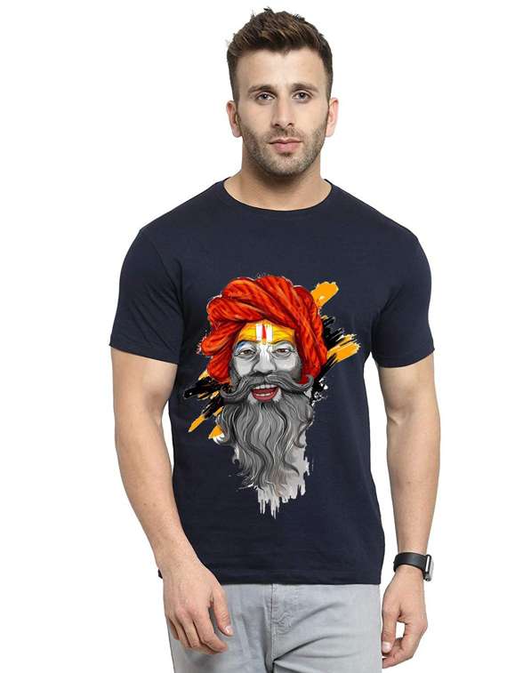 men front print short sleeve t-shirt