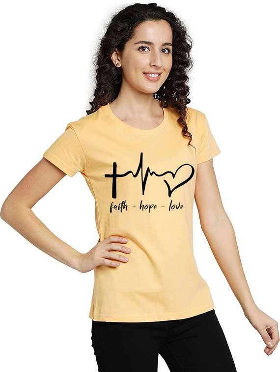 women's chest print round neck t-shirt
