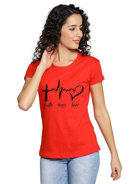 women's chest print round neck t-shirt