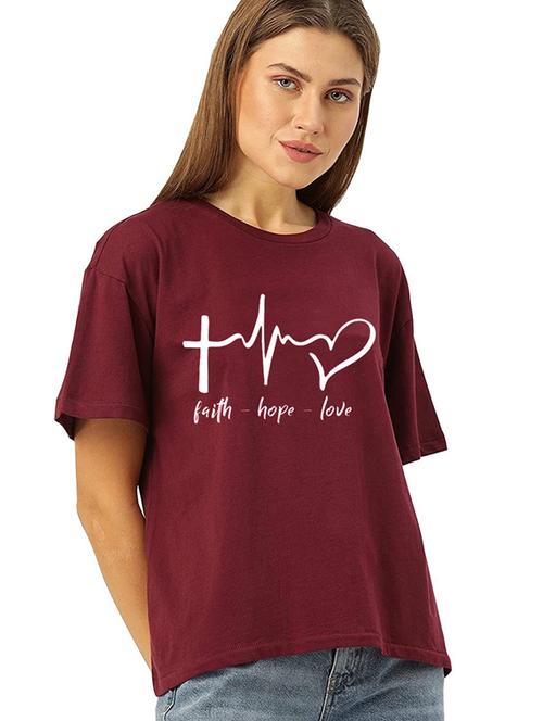 women's front print round neck t-shirt - 19814418 - Standard Image - 0