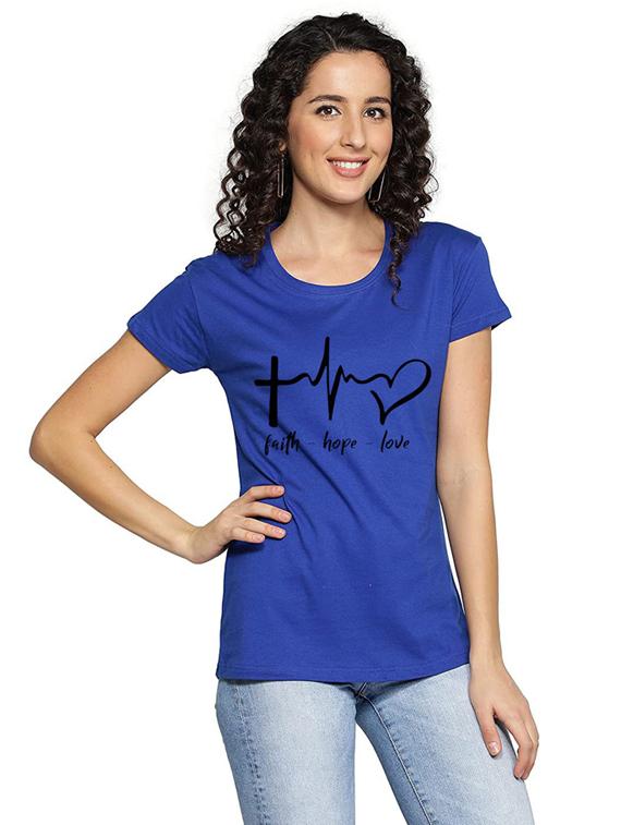 women's chest print round neck t-shirt