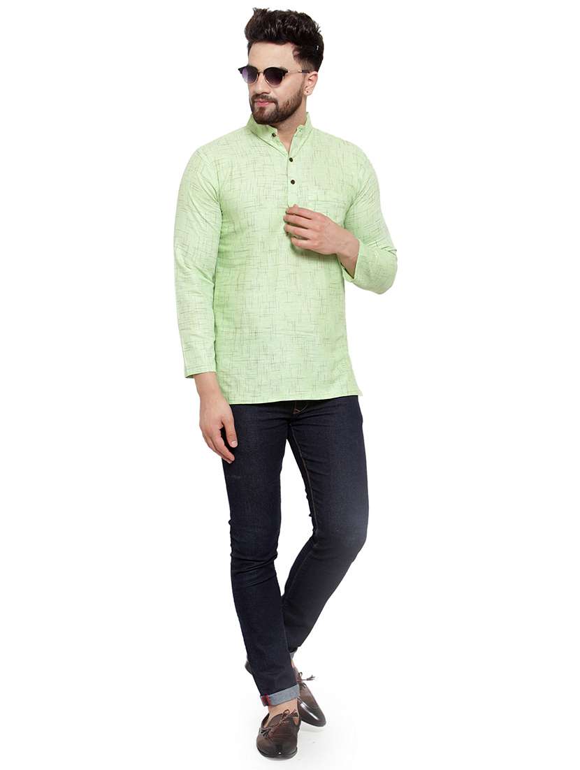 mandarin neck printed short kurta - 19814450 -  Standard Image - 3