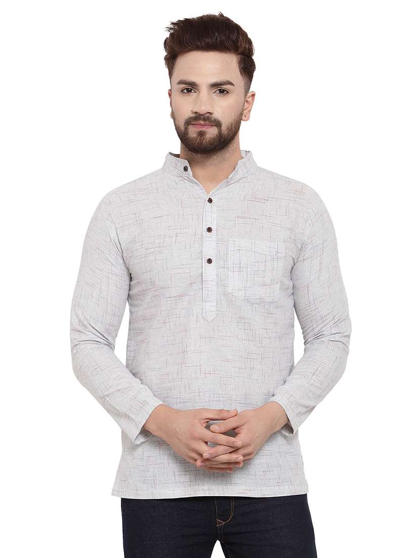 mandarin neck printed short kurta