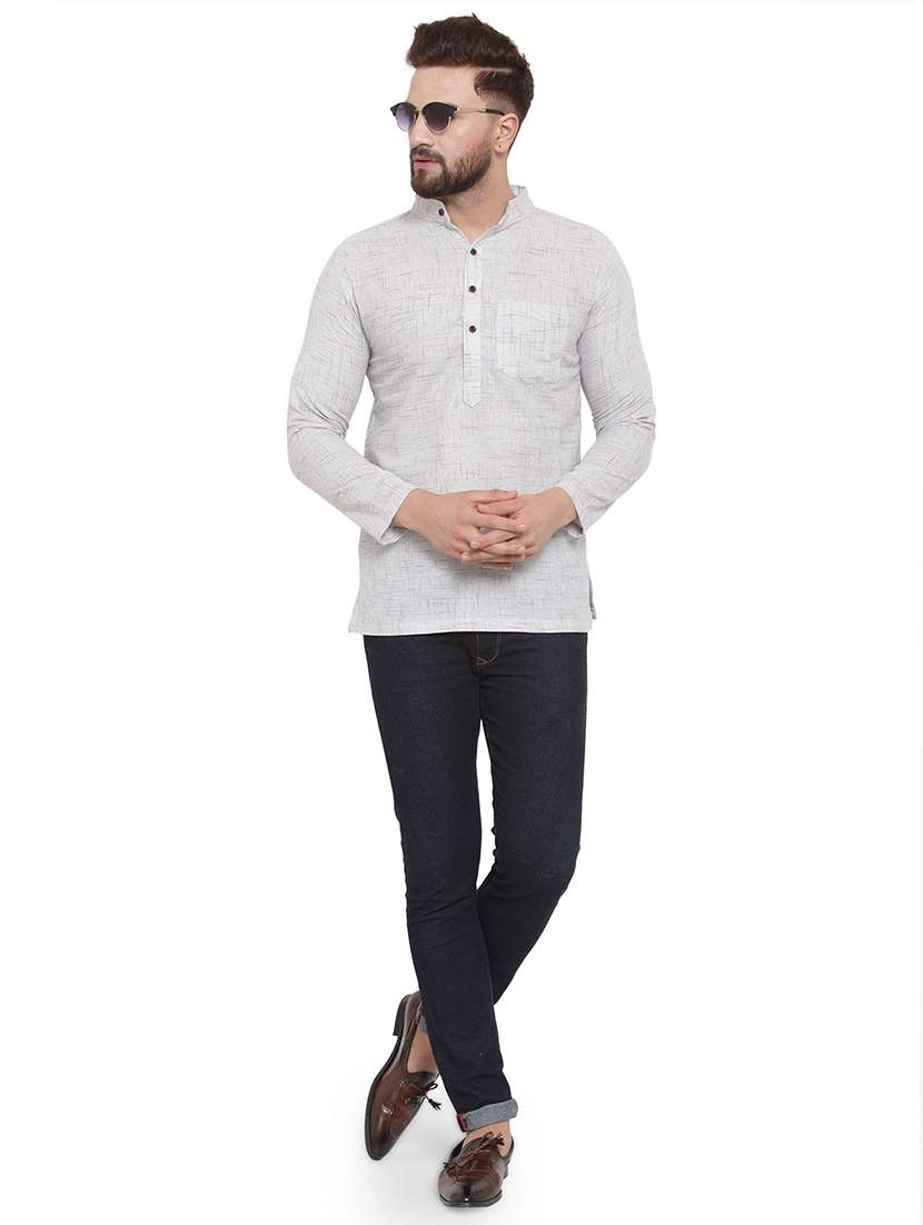 mandarin neck printed short kurta - 19814456 -  Standard Image - 3