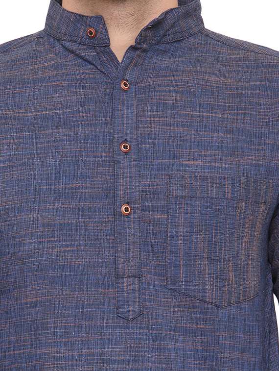 mandarin neck solid kurta - 19814472 -  Standard Image - 3