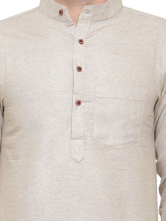 mandarin neck solid kurta - 19814496 -  Standard Image - 3