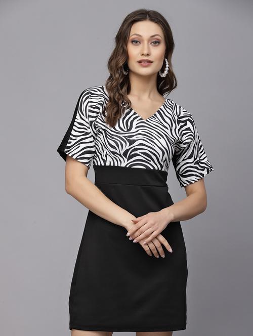 v neck animal printed bodycon dress - 19815016 - Standard Image - 0