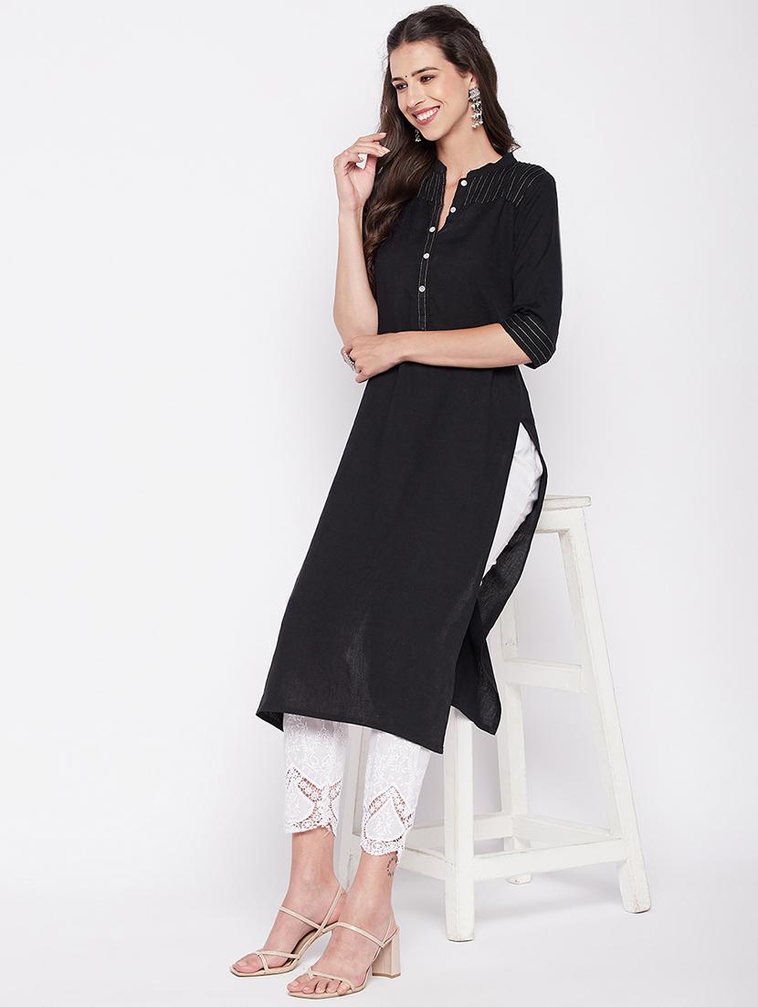 white solid lace detailed pleated trouser - 19815139 - Standard Image - 3