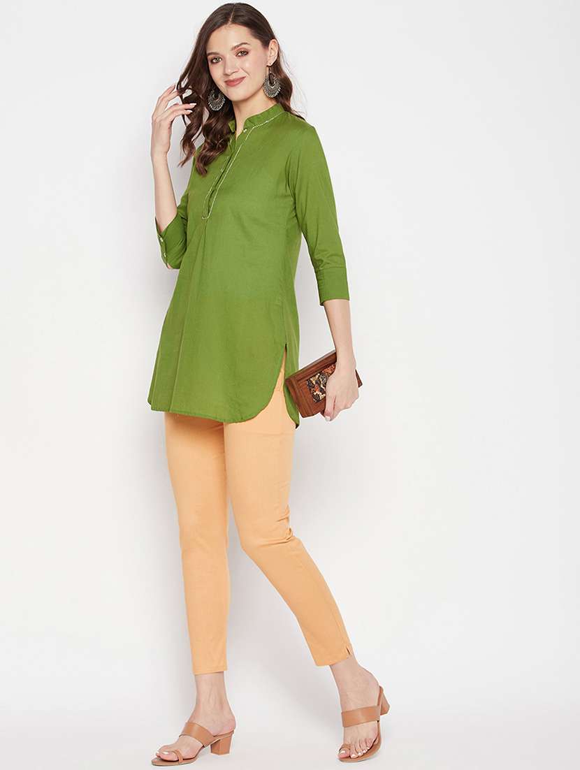 peach solid mid rise trouser - 19815145 -  Standard Image - 3