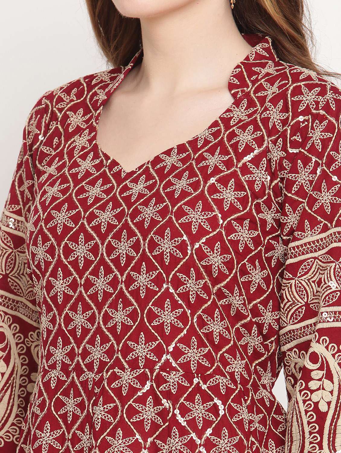 sweetheart neck floral anarkali kurta - 19815324 - Standard Image - 5