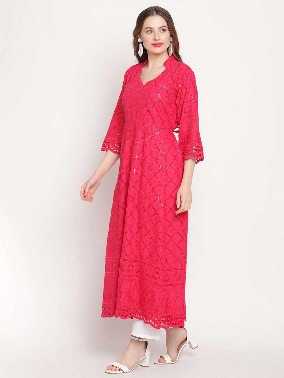 sweetheart neck floral anarkali kurta - 19815325 - Standard Image - 3