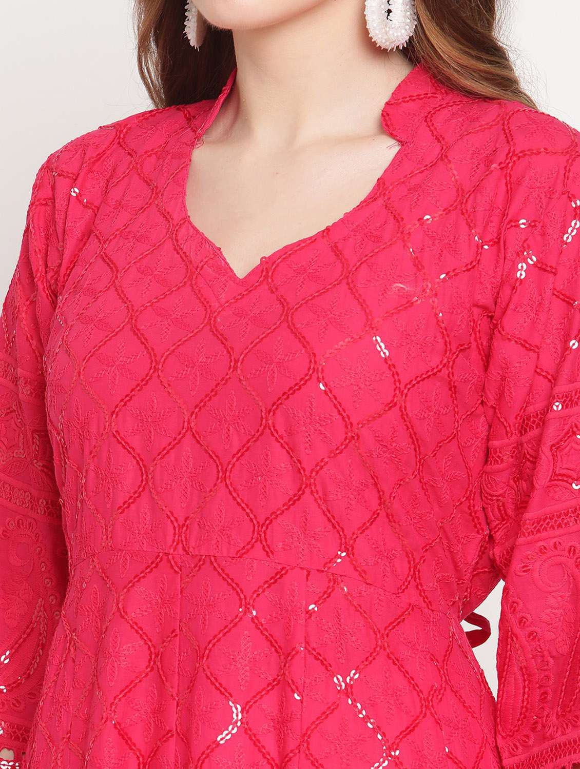 sweetheart neck floral anarkali kurta - 19815325 - Standard Image - 5