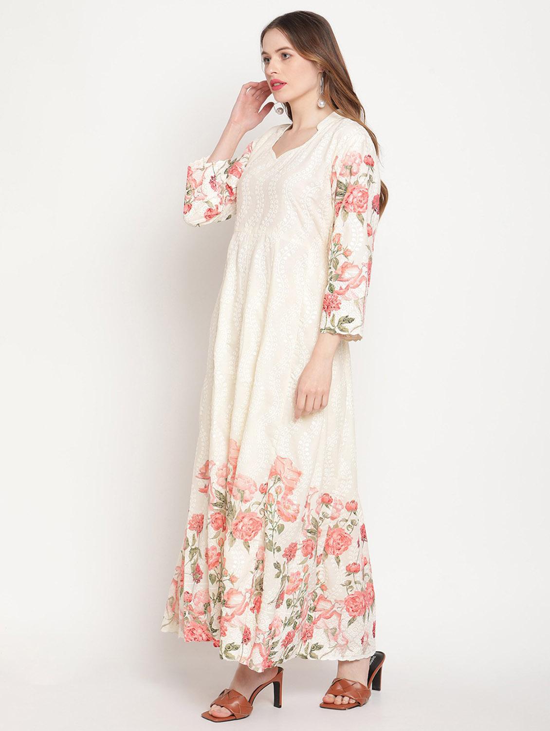 sweetheart neck floral anarkali kurta - 19815332 - Standard Image - 3