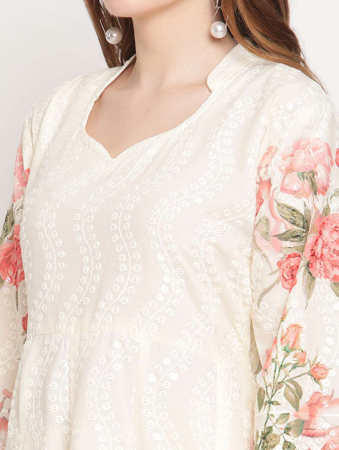 sweetheart neck floral anarkali kurta - 19815332 - Standard Image - 5