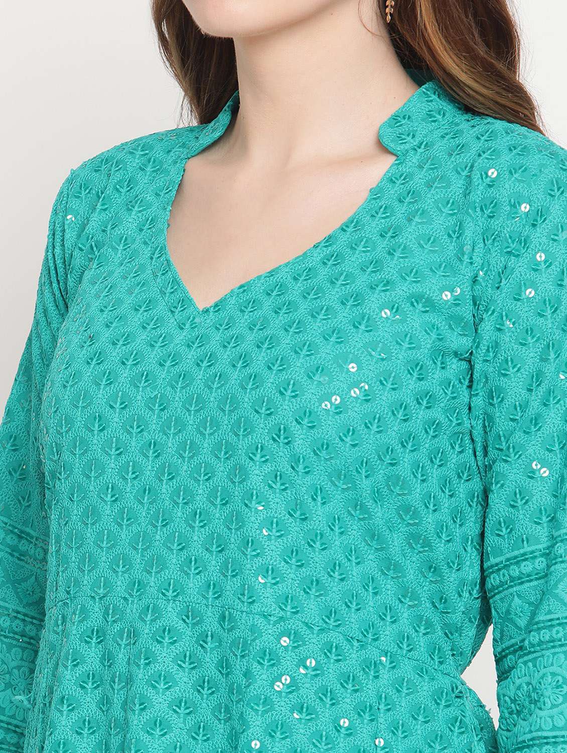sweetheart neck floral anarkali kurta - 19815337 - Standard Image - 5