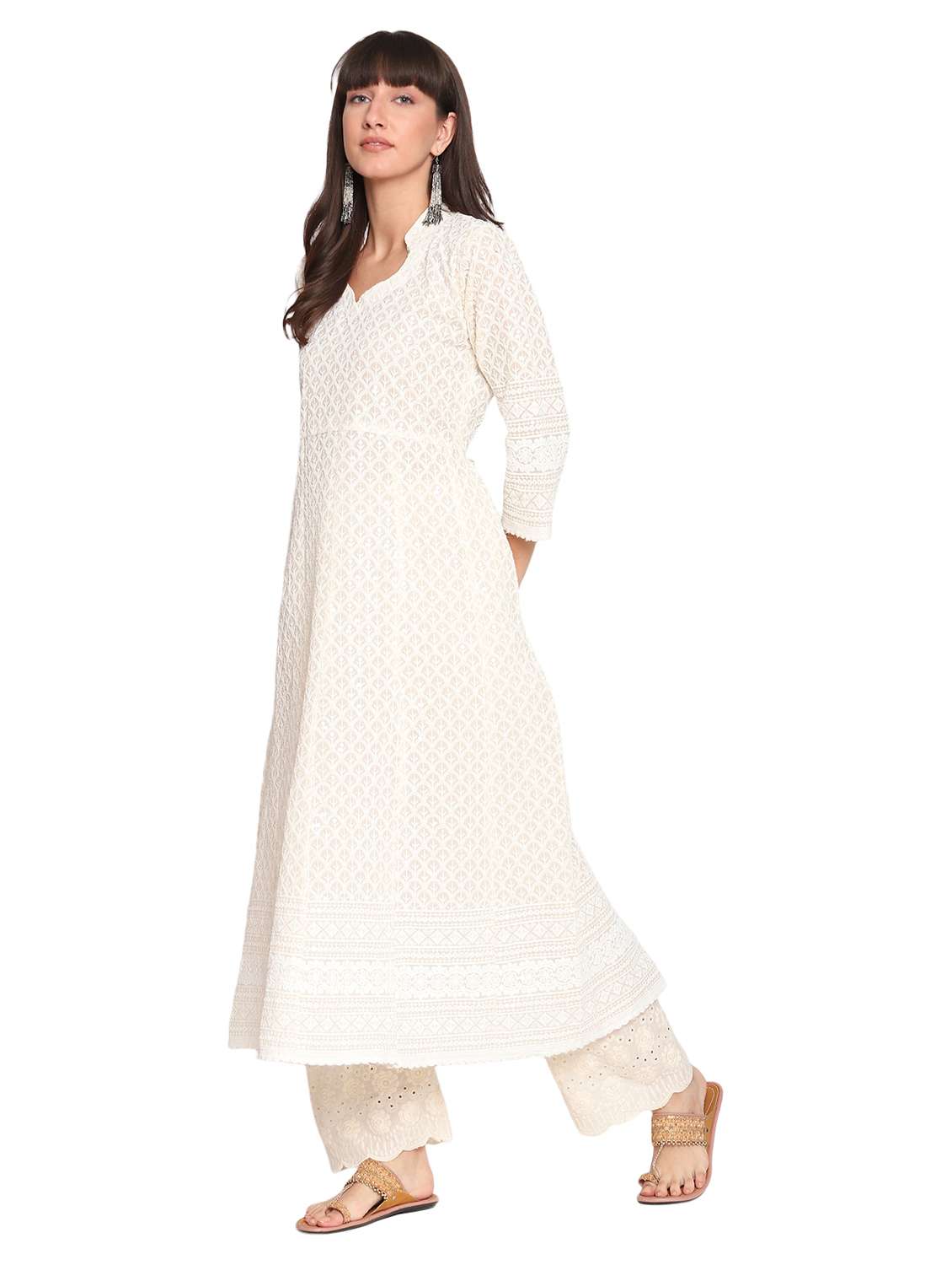 sweetheart neck floral flared kurta - 19815375 -  Standard Image - 3