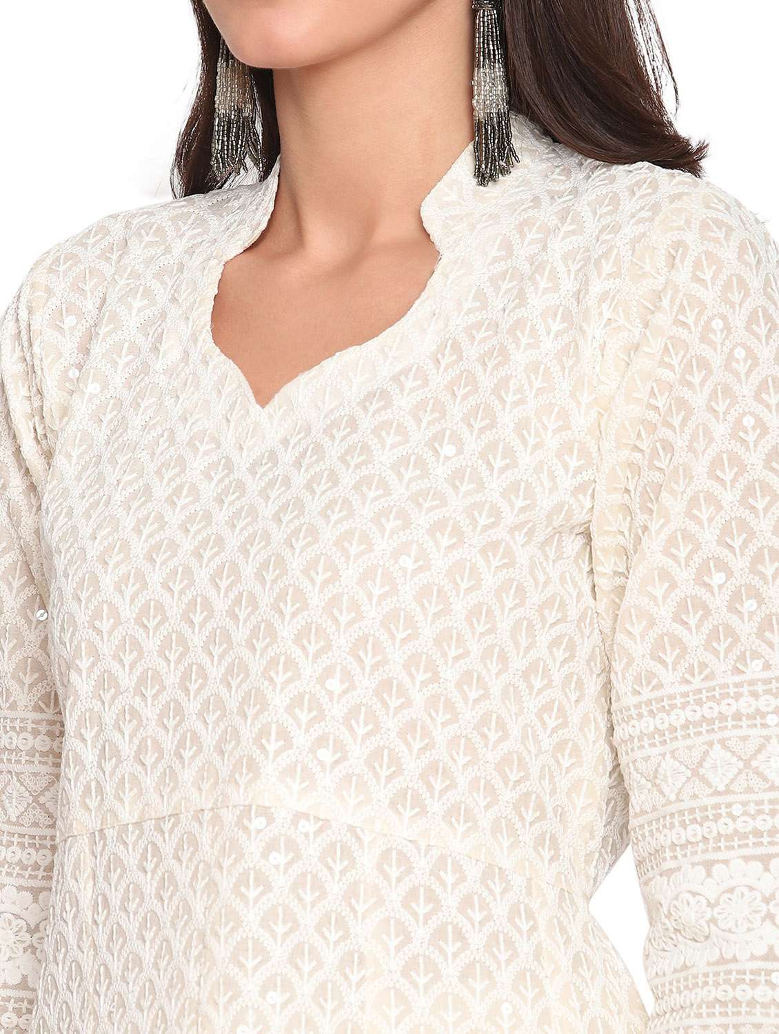 sweetheart neck floral flared kurta - 19815375 -  Standard Image - 5