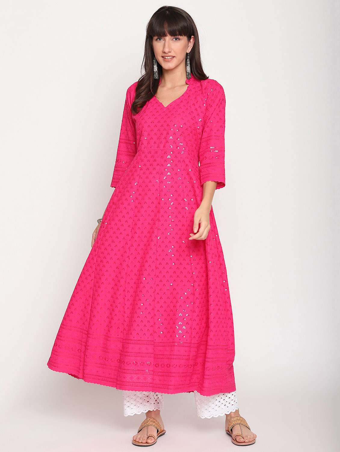 sweetheart neck floral flared kurta - 19815379 - Standard Image - 3