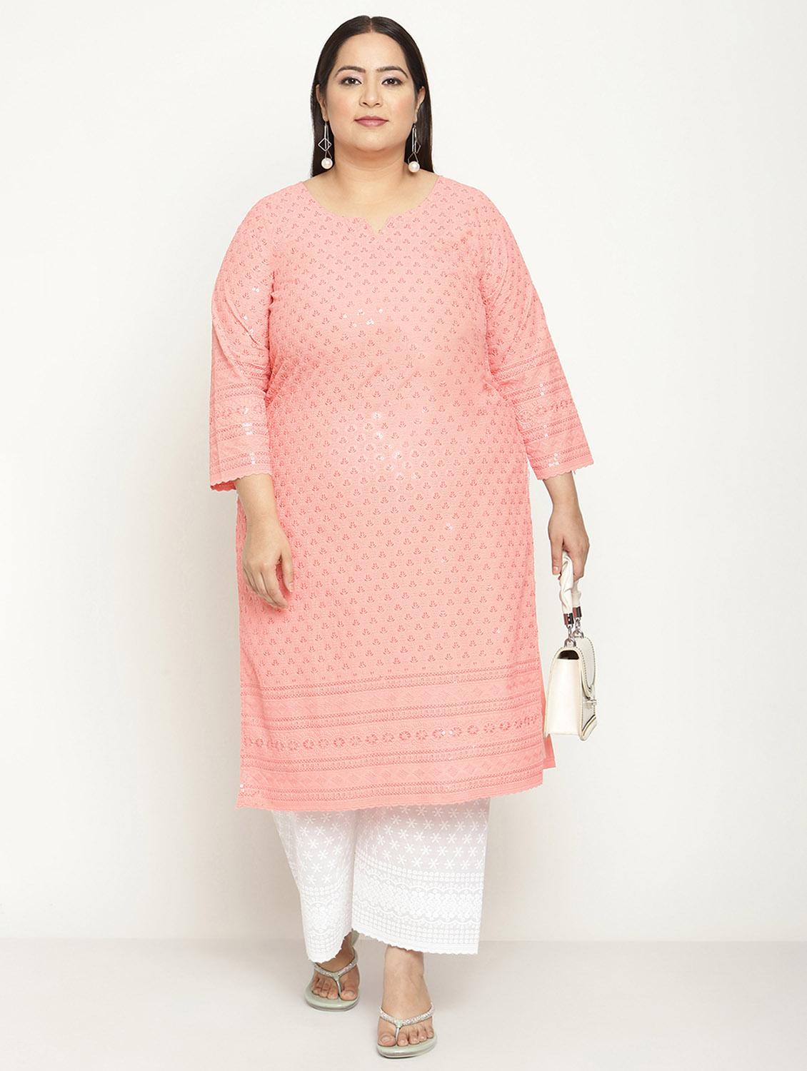 notch neck solid straight kurta - 19815384 - Zoom Image - 0