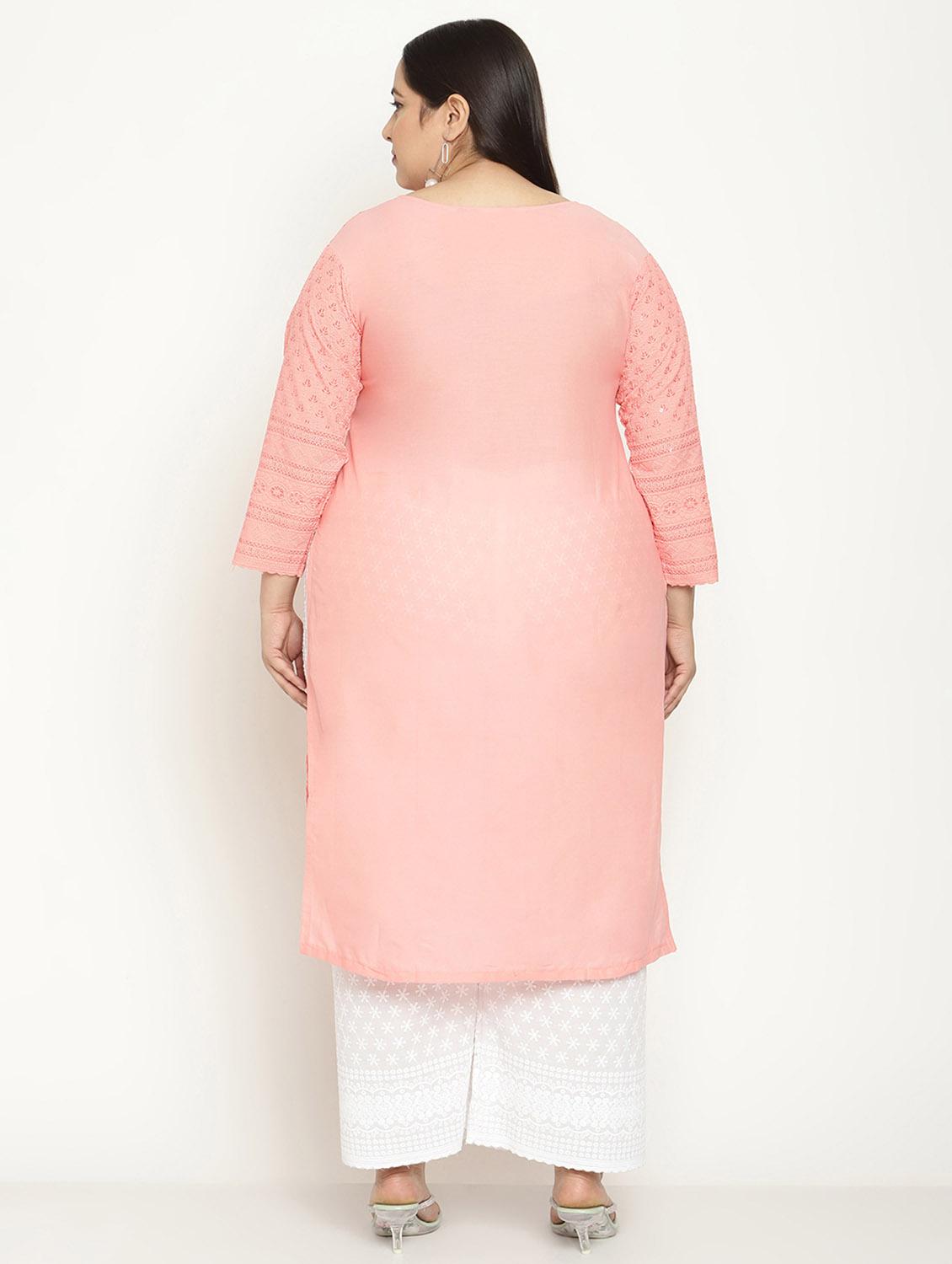 notch neck solid straight kurta - 19815384 - Standard Image - 3