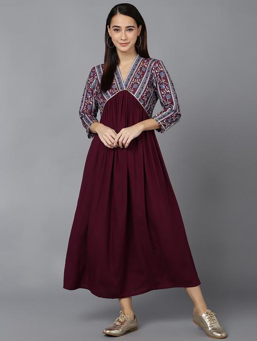 v neck solid a line maxi dress - 19816149 -  Standard Image - 0