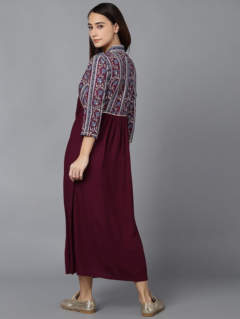 v neck solid a line maxi dress - 19816149 - Standard Image - 3