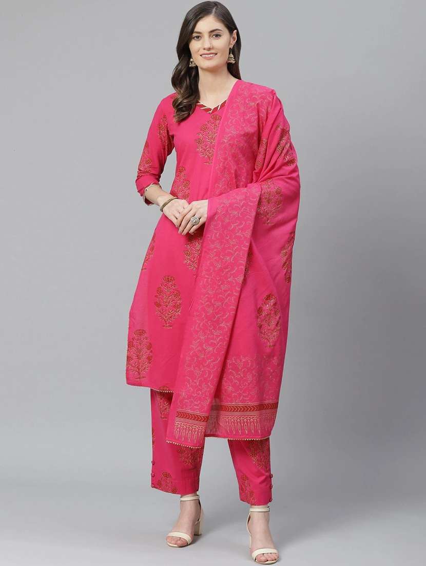 printed kurta pant set with dupatta  