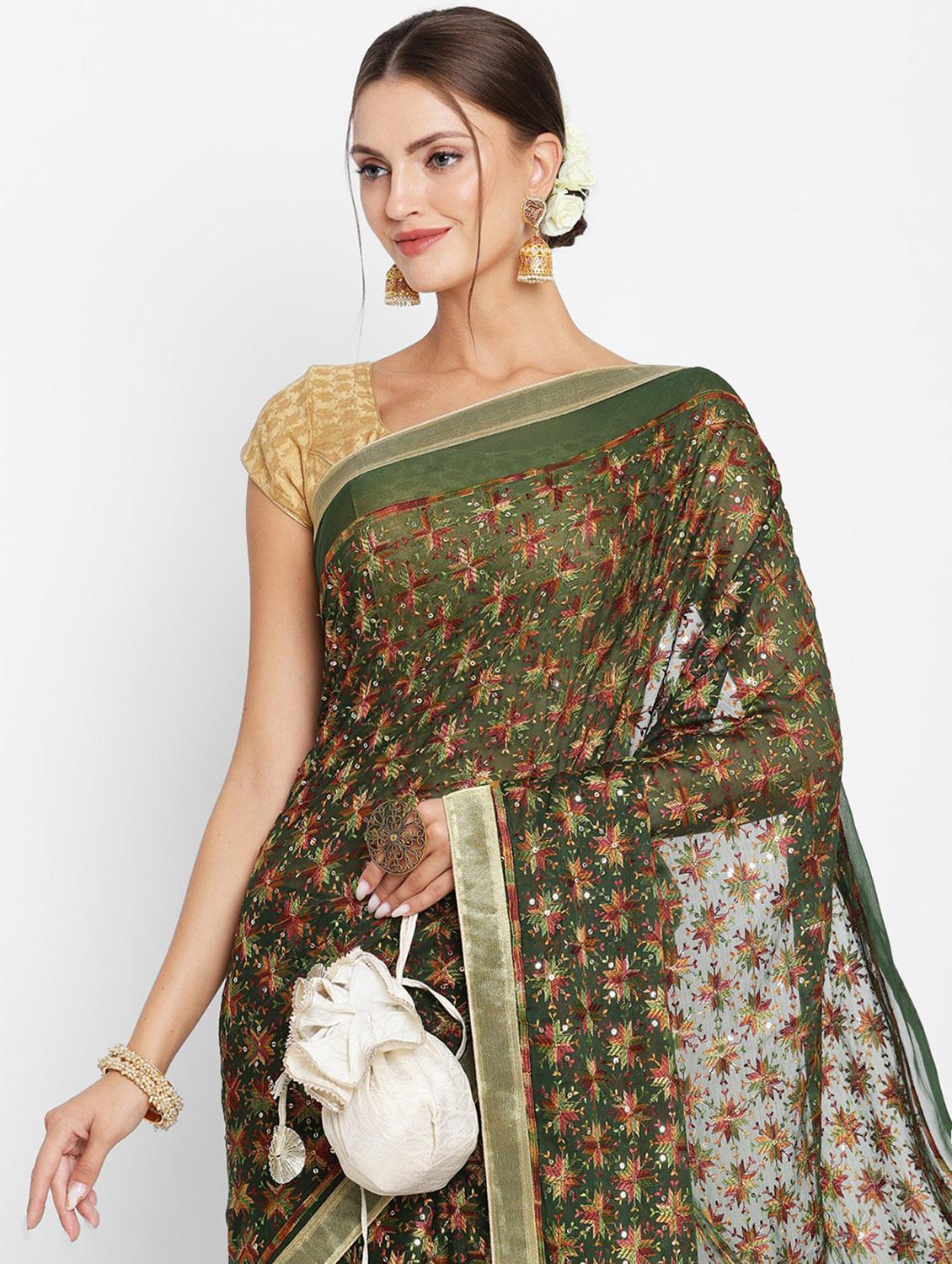 women's embroidered saree - 19818451 - Standard Image - 3