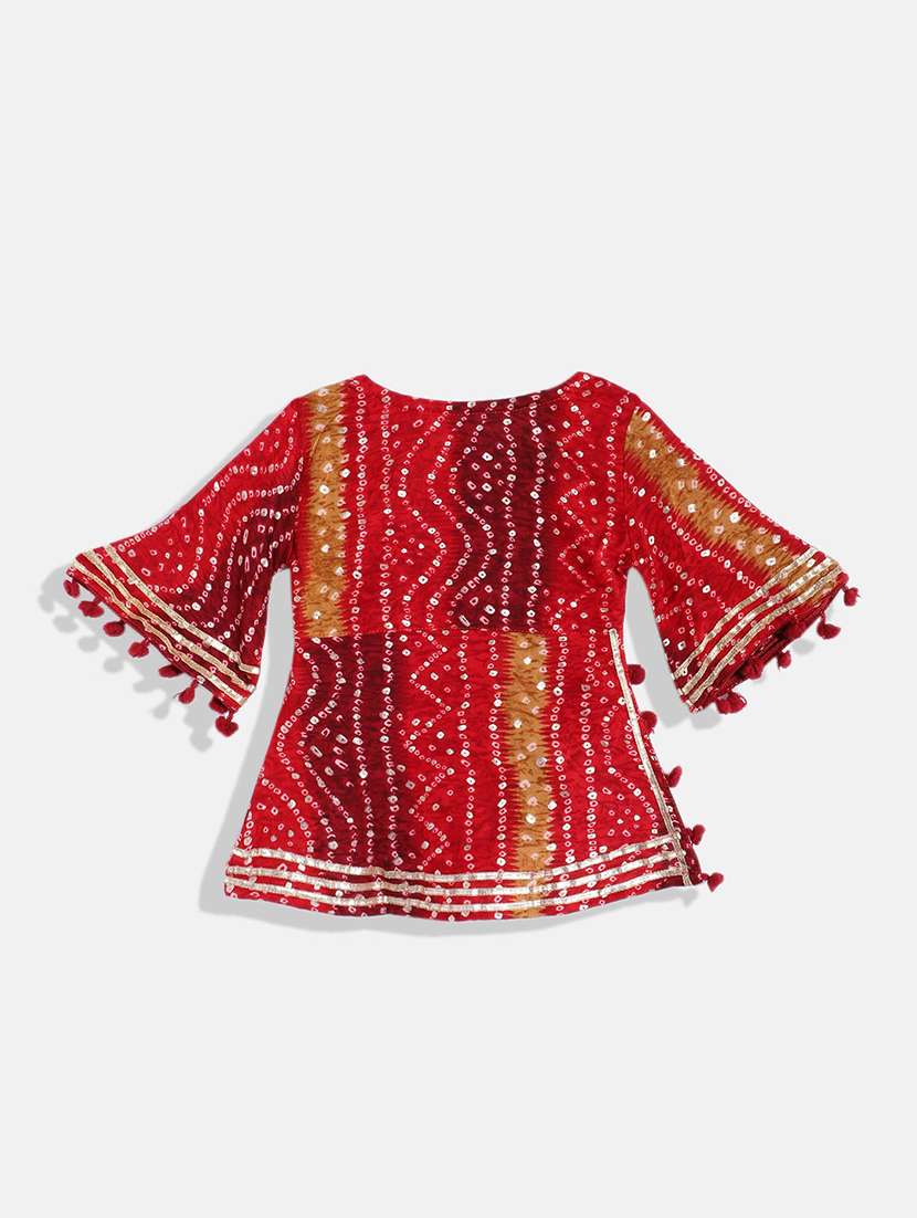 Red Badhani Kurta Palazzo Set Suit 