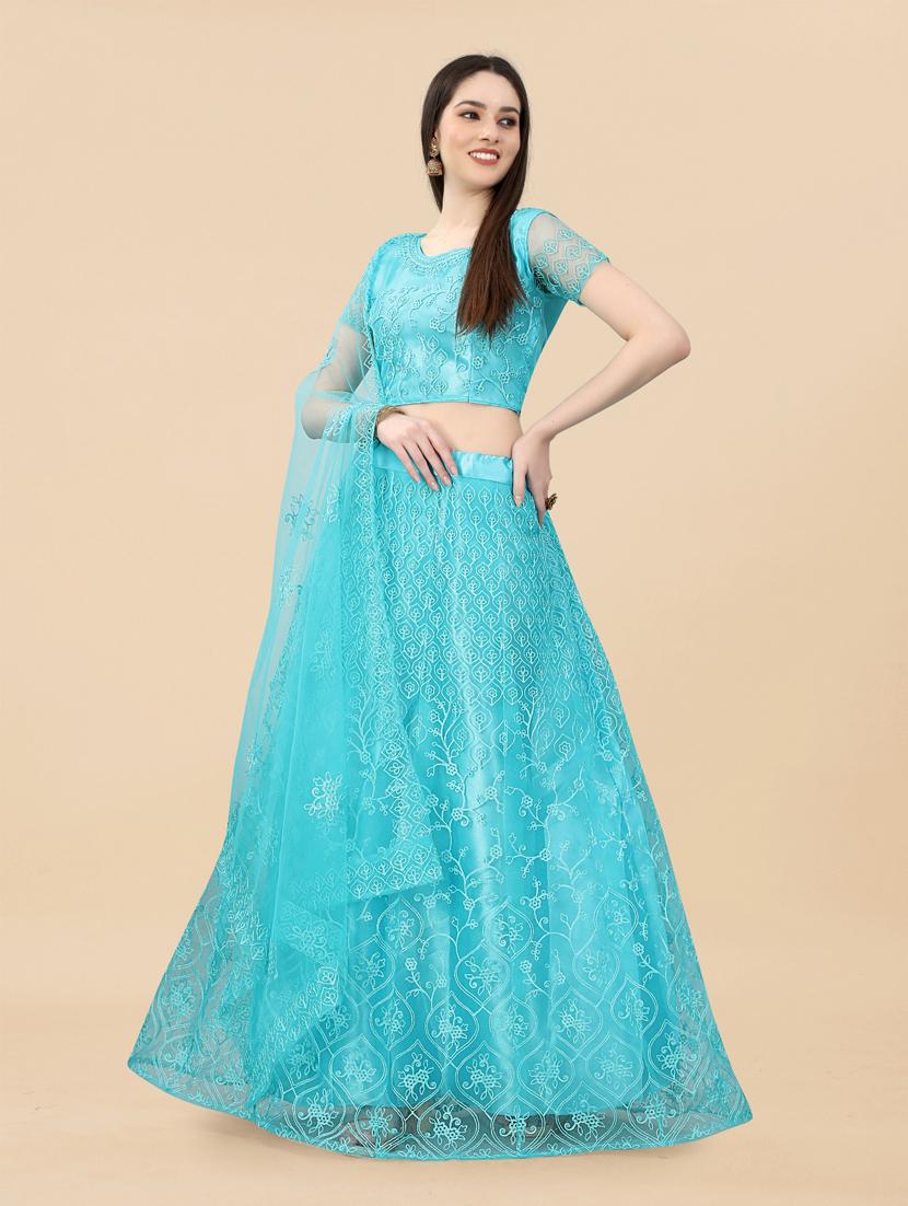 embroidered semi-stitched lehenga choli with dupatta - 19819976 -  Zoom Image - 0
