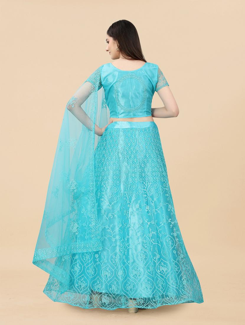 embroidered semi-stitched lehenga choli with dupatta - 19819976 - Standard Image - 3