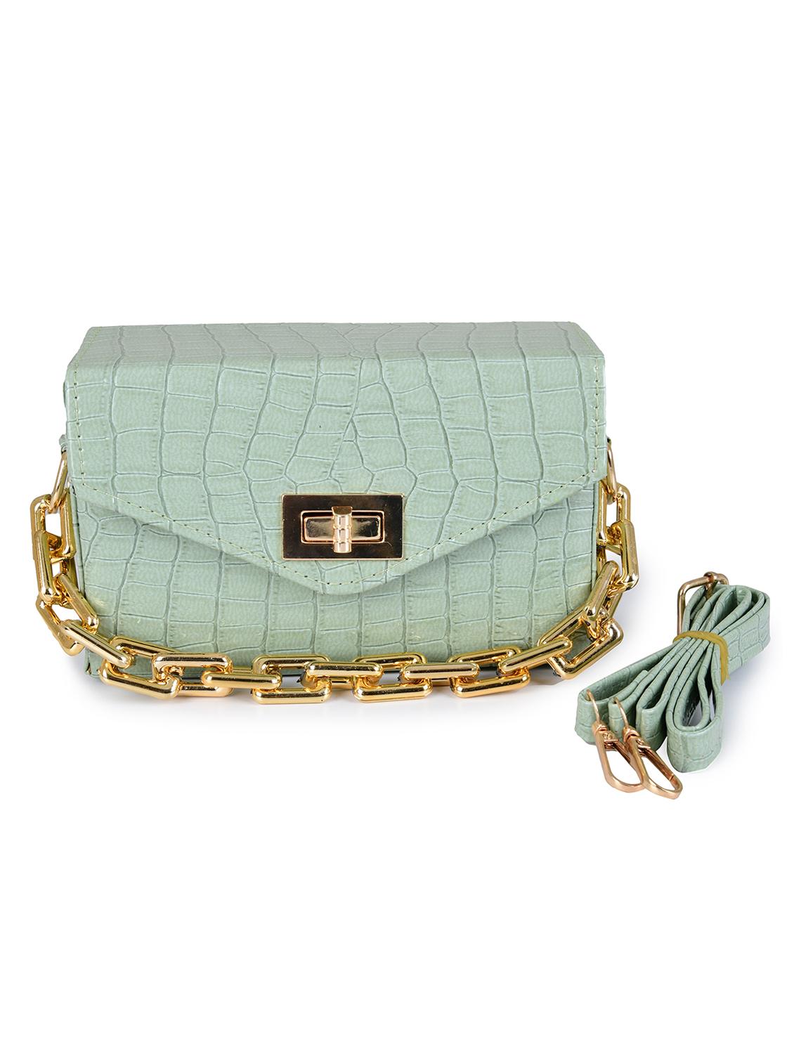 green leatherette (pu) sling bag - 19820043 -  Zoom Image - 0