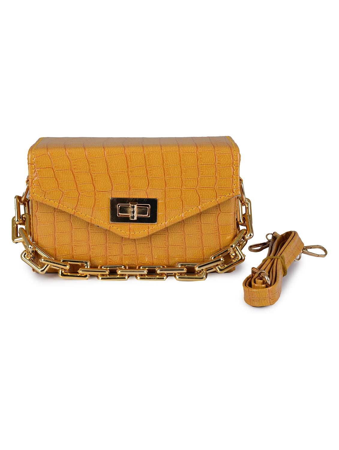 yellow leatherette (pu) sling bag - 19820044 -  Zoom Image - 0