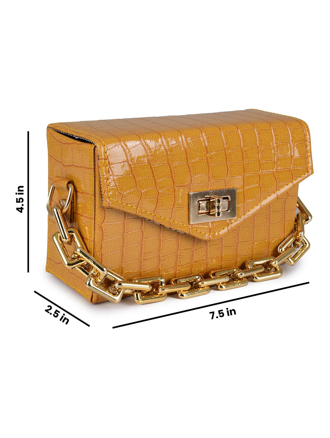 yellow leatherette (pu) sling bag - 19820044 - Standard Image - 3