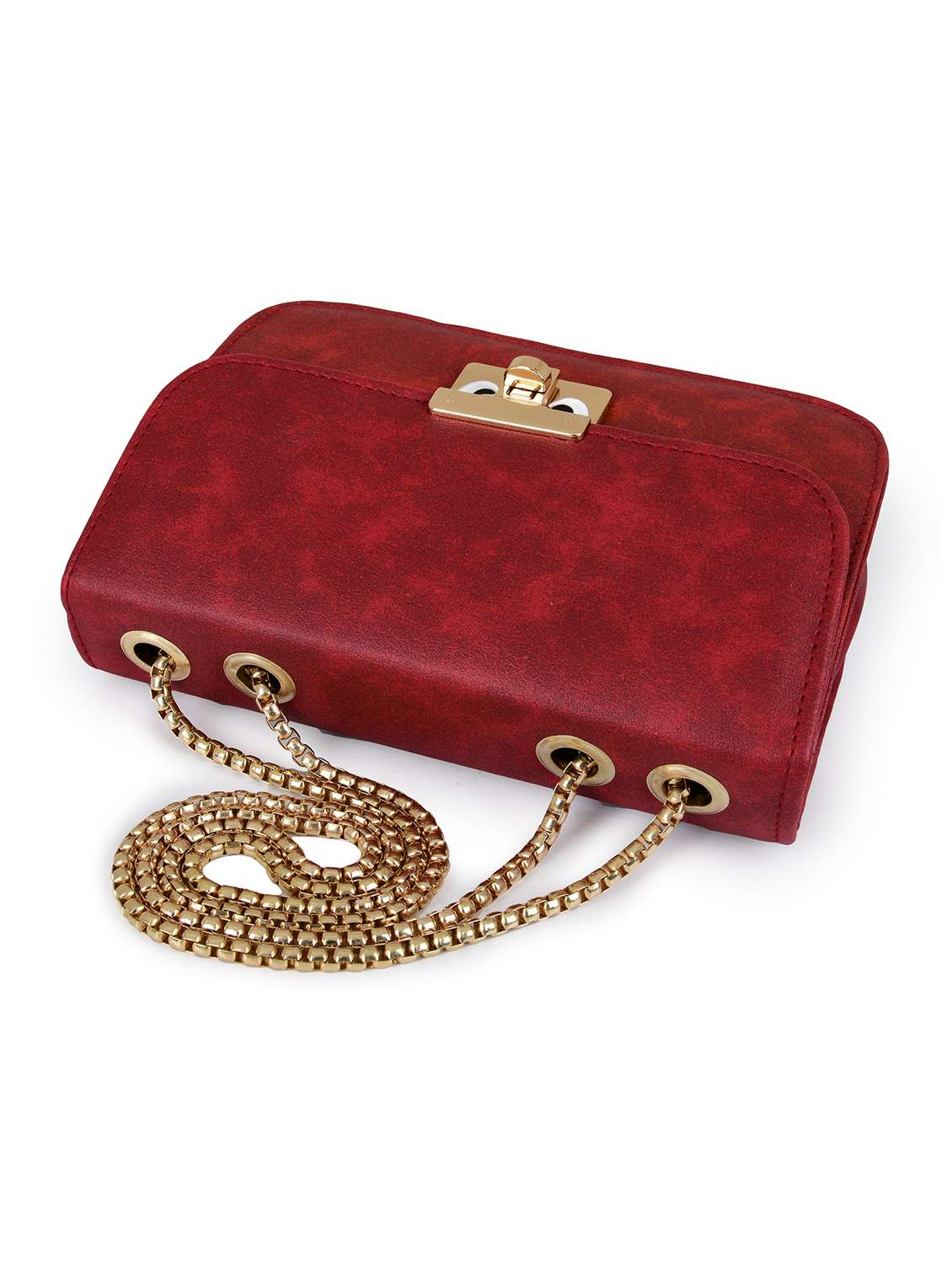 maroon leatherette (pu) sling bag - 19820059 -  Standard Image - 3