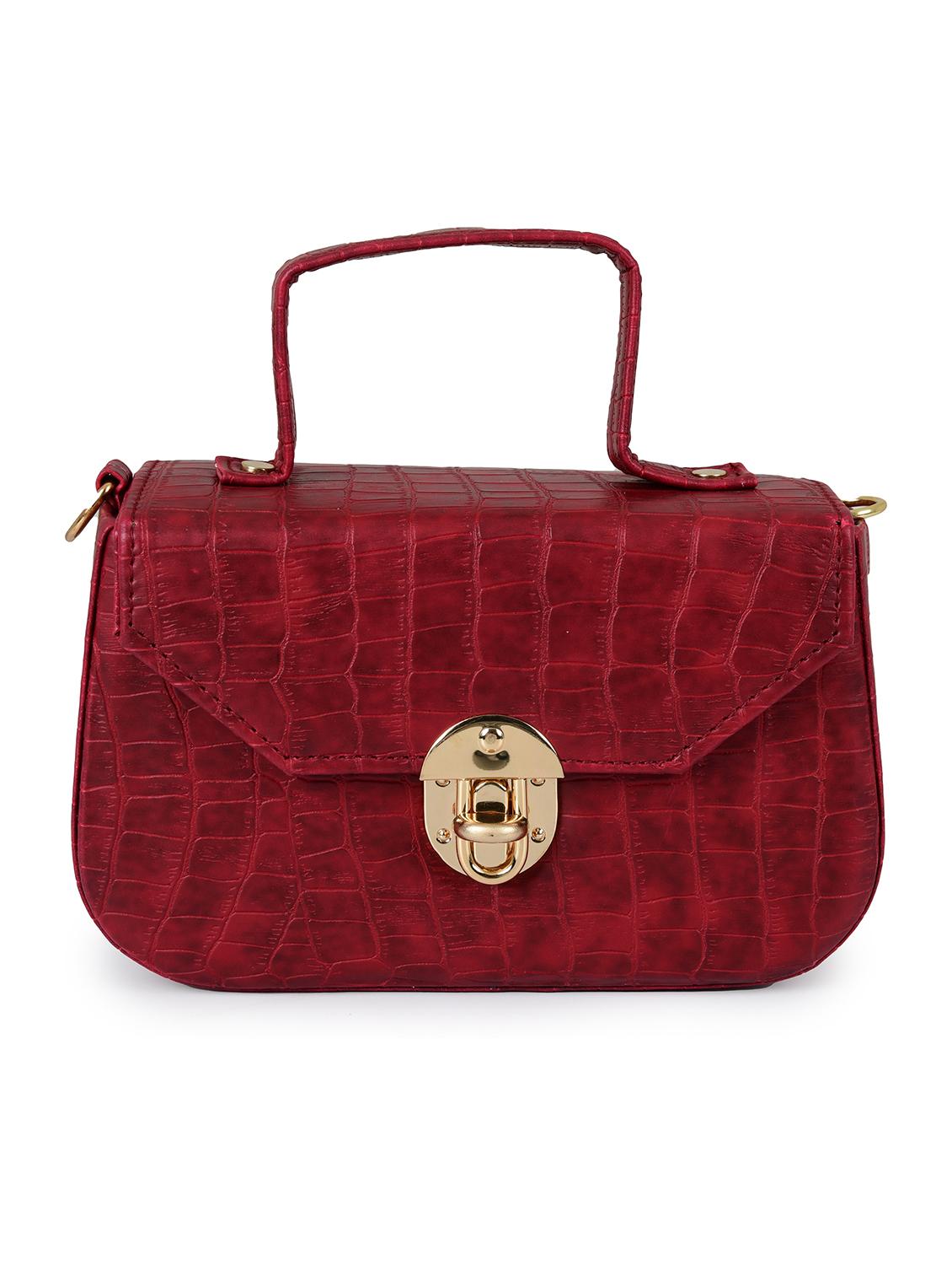 maroon leatherette (pu) sling bag - 19820074 - Zoom Image - 0