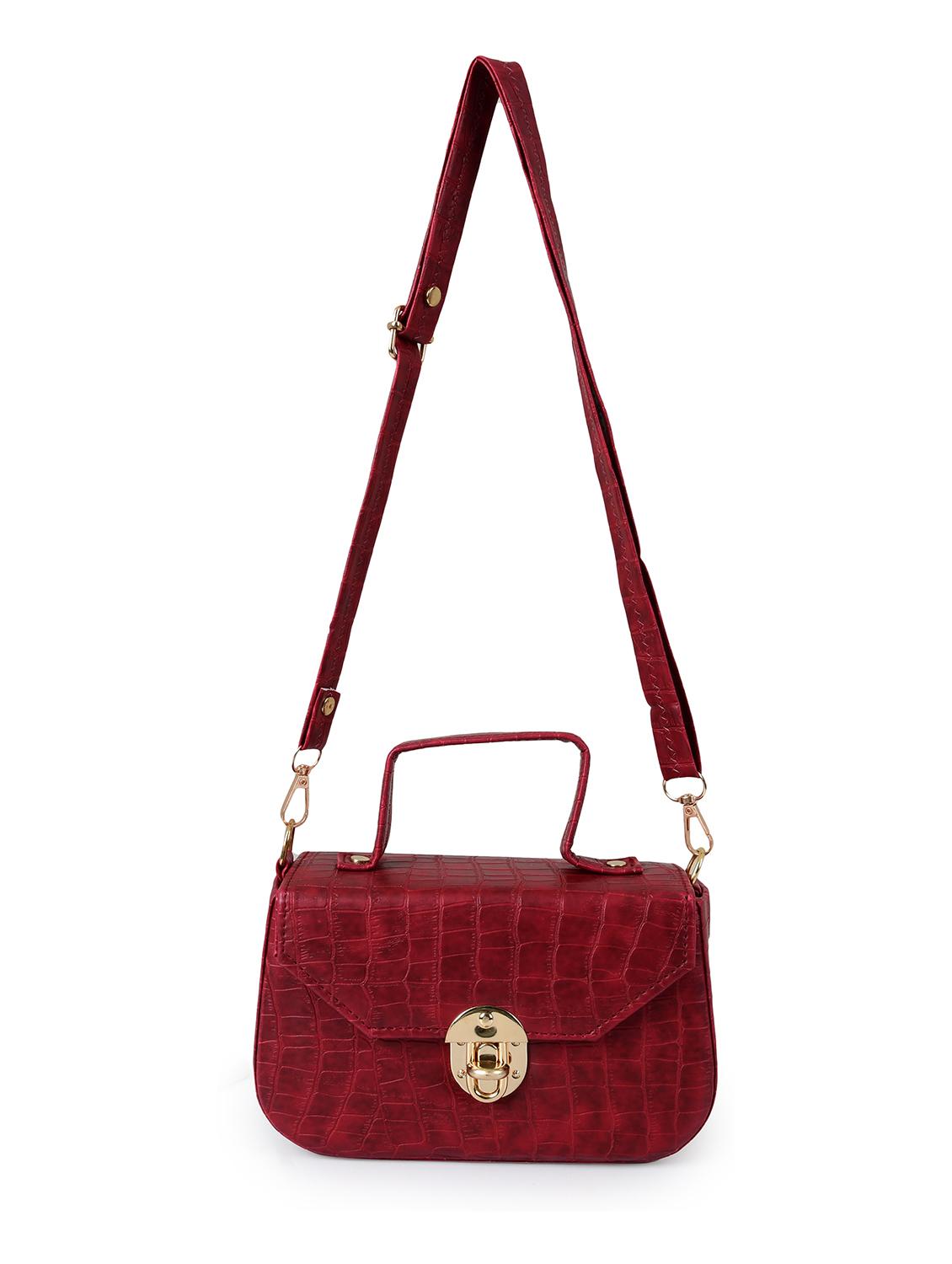 maroon leatherette (pu) sling bag - 19820074 - Standard Image - 3