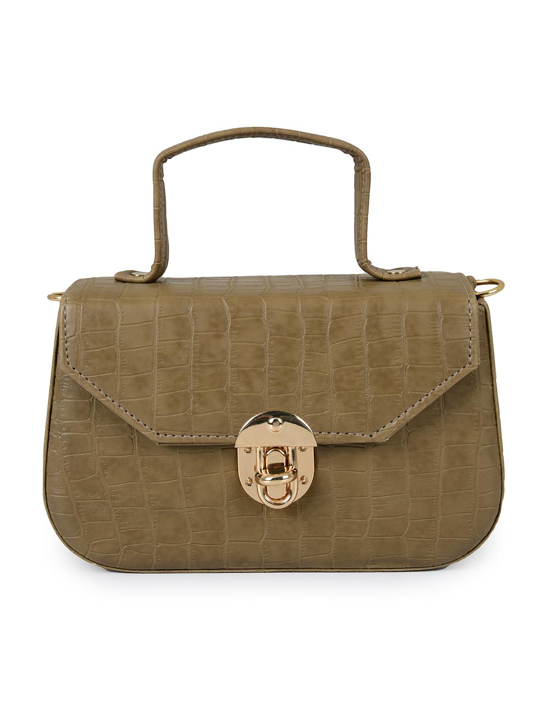 khaki leatherette (pu) sling bag - 19820075 -  Zoom Image - 0