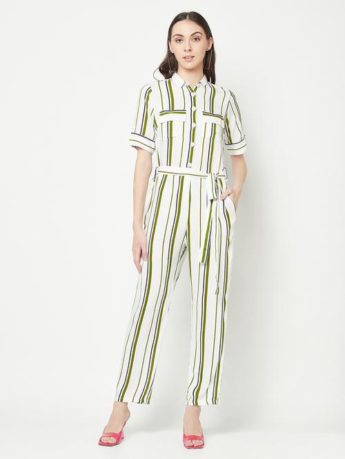 olive viscose full leg jumpsuit - 19820190 - Standard Image - 0