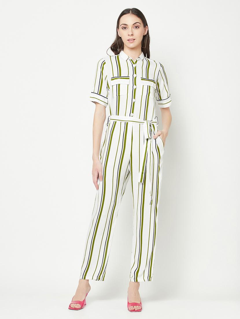 olive viscose full leg jumpsuit - 19820190 - Zoom Image - 0