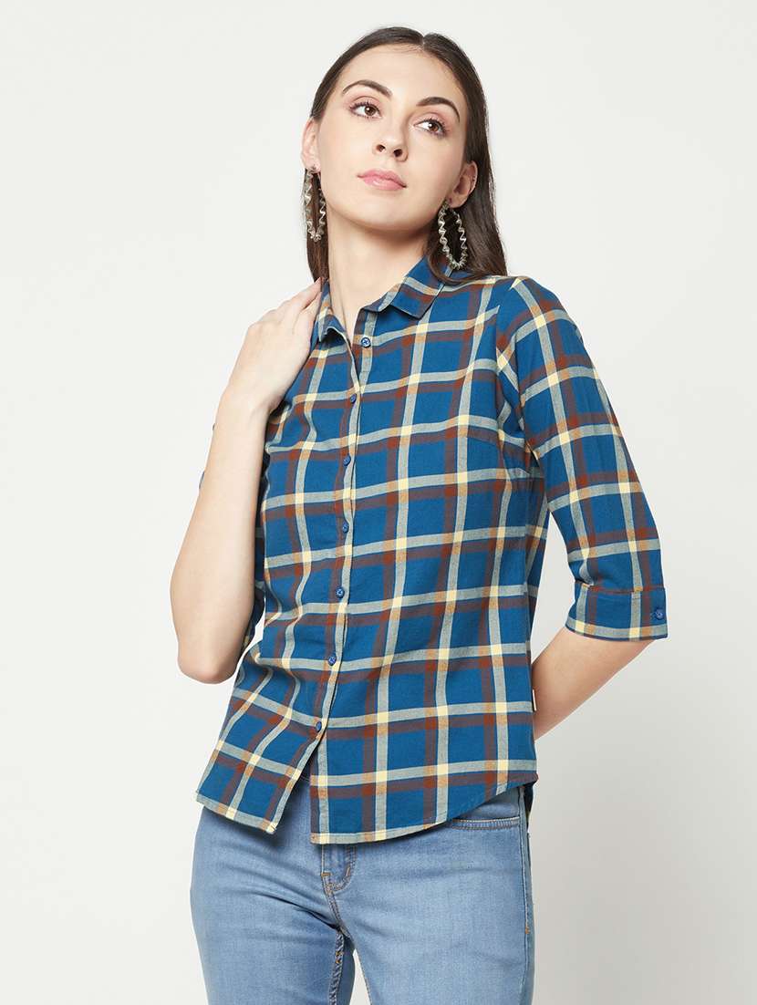 navy blue cotton regular shirt