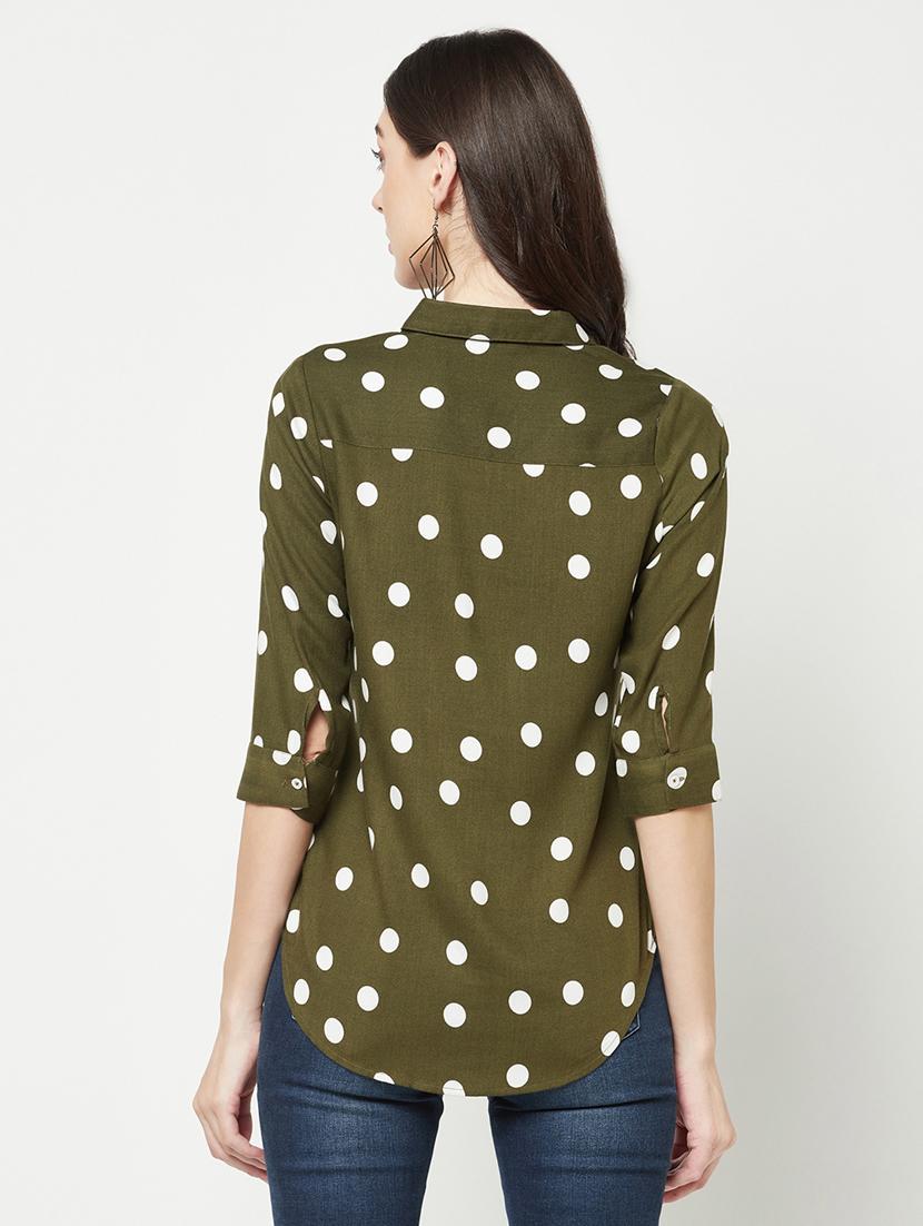 olive viscose regular shirt - 19820219 - Standard Image - 3